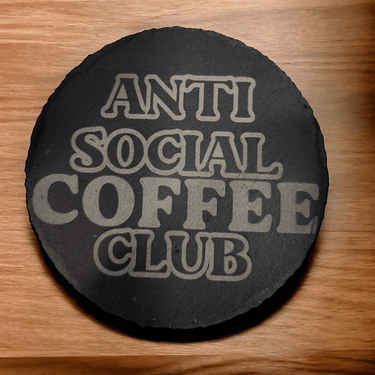 Anti - Social Coffee Club Slate Coaster - Slate Coaster - Charm and Char